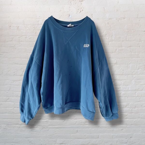 ギャップ GAP クルーネック 長袖スウェット 刺繍ロゴ ゆったり ワイドサイズ ボリューム袖 無地 トレーナー トップス【S】