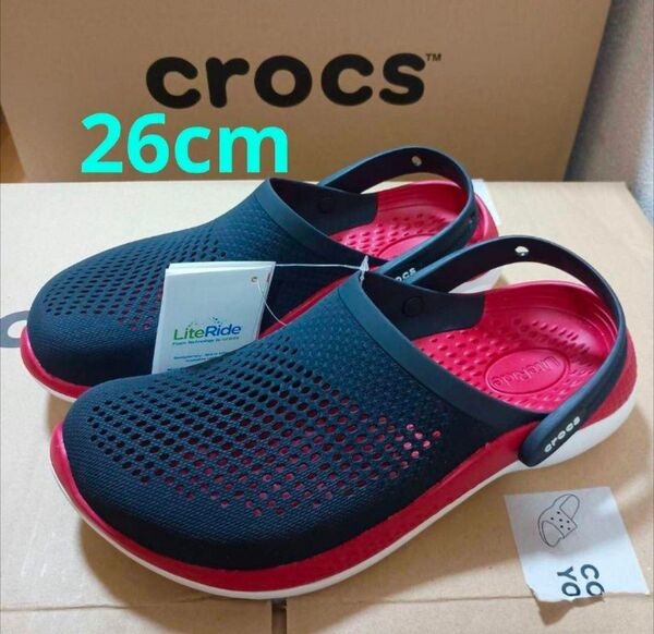 crocs literide クロックス ライトライド サンダル 26cm ネイビー レッド
