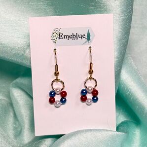 ミャクミャクカラー フープピアス 赤 青 白 Emeblue