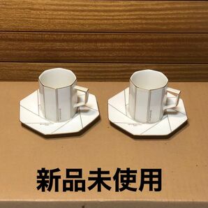 GIVENCHY カップ&ソーサー 2客セット ホワイト×ゴールド 新品未使用