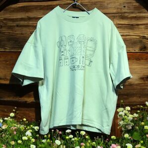 LOGOS Playing Outdoorオーバーサイズ Tシャツ 黄緑色 ロゴス LLサイズ 美品
