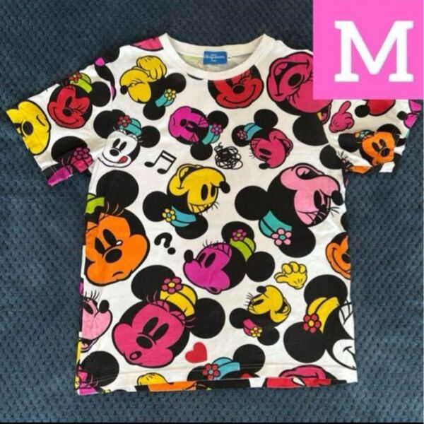 東京ディズニーリゾート ディズニーランド Tシャツ M 総柄 ホワイト ミニー 半袖 半袖Tシャツ カラフル