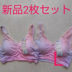 ナイトブラ ぐっすりんブラ L 新品 2枚セット ブラジャー 下着 ルームブラ ハーフトップ パット取り外し