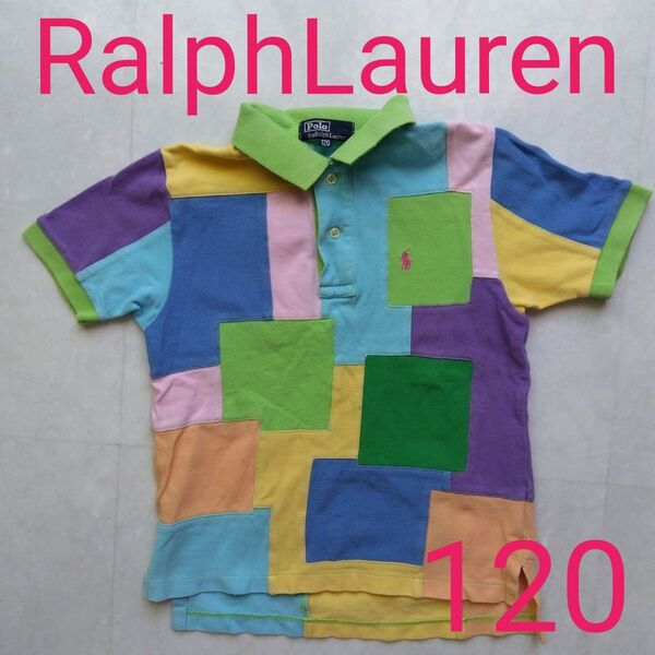 RALPH LAUREN 半袖ポロシャツ ポロシャツ ラルフローレン 120 パッチワーク柄 キッズ 子供服 半袖 ポロ POLO