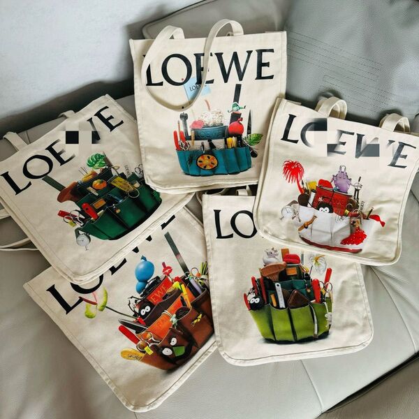 【新品】LOEWE ロエベ クラフテッド・ワールド展 限定トートバッグ【 A+B+C+D+E|Size:39x39x13cm】5点