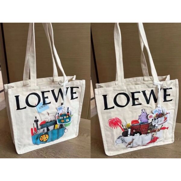 【即日発送】LOEWE ロエベ クラフテッド・ワールド展 限定トートバッグ【 C柄+D柄|Size:39x39x13cm】2点