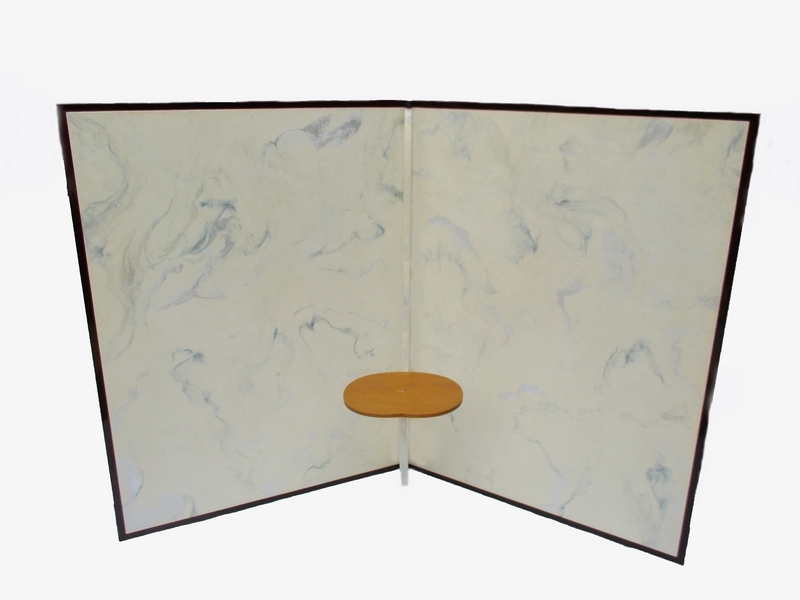 ■茶道 華道 飾り屏風 台付 総張 [溜塗枠] 雲■71.3×h95.5cm 展