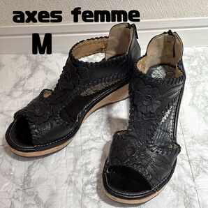 axes femme ウェッジソールサンダル M ブラック