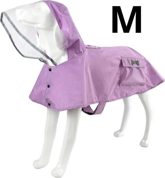 犬用レインコート M ピンク ポンチョ カッパ ドッグ雨具 着脱簡単 防水