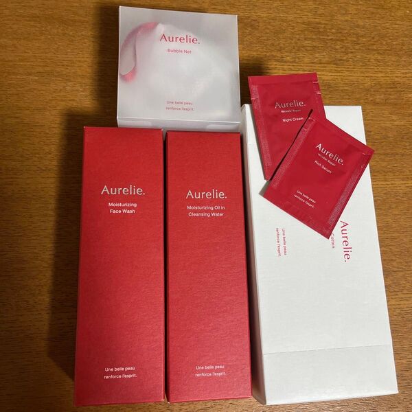 【新品】オレリー Aurelie クレンジングウォーター モイストフェイスウォッシュ コットン 泡立てネット パウチ2個