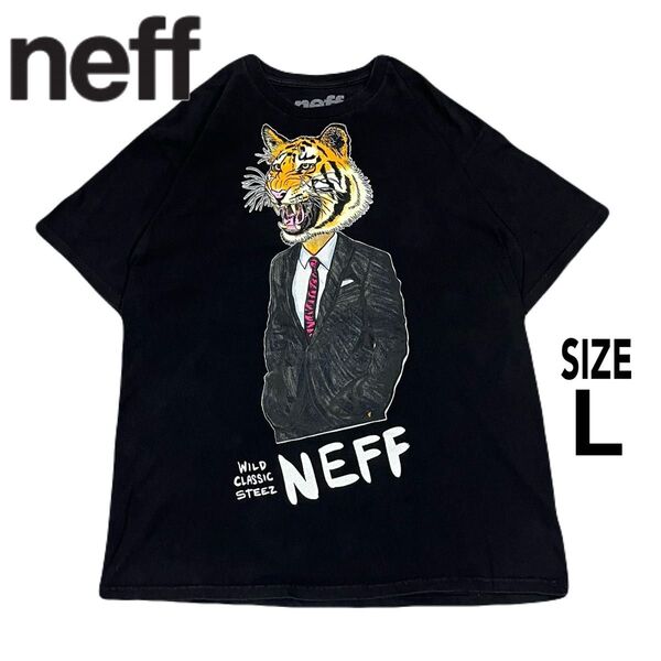 neff ネフ 虎 スーツ デザイン 半袖Tシャツ 黒 Lサイズ タイガー
