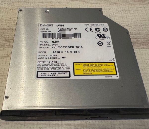TEAC DV-28S-WN4 内蔵 DVD CD ドライブ ノートPC用