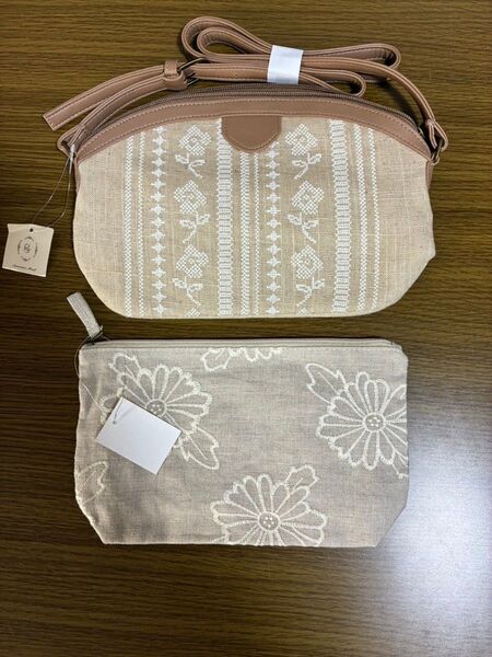 Samans Mos2 刺繍バッグとポーチ2点セット 新品未使用