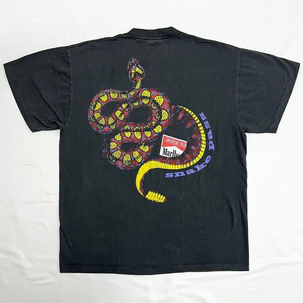 USA製 Marlboro マルボロ スネークパス ブラック 黒 XL タバコ Tシャツ Tee Snake Pass