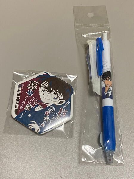 名探偵コナン 工藤新一 サラサ ボールペン 六角形缶バッジ