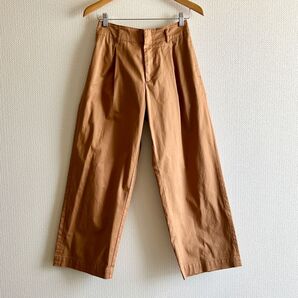 UNIQLOユニクロ ハイウエストチノワイドパンツ バギーパンツ チノパンツ ウエスト64 34ブラウン used