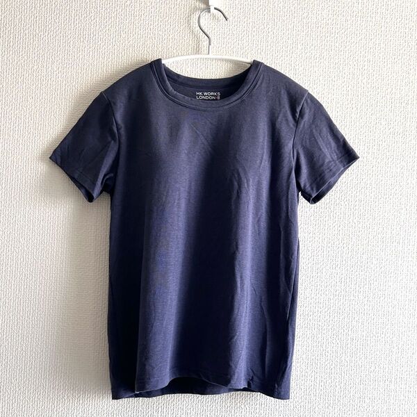 カップ付き ブラ付きTシャツ 半袖 クルーネック チラ見え防止 Mサイズ ブルーグレー 1枚だけでOK! 新品タグ付き ストレッチ
