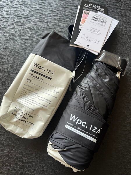 Wpc.IZA コンパクトイーザ オフ×ブラック 晴雨兼用日傘 折りたたみ傘新品
