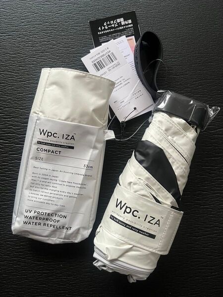 Wpc.IZA コンパクトイーザオフ×ライトグレー晴雨兼用日傘 折りたたみ傘新品