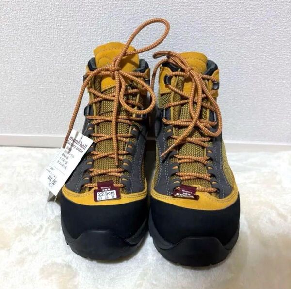 新品未使用 超美品 mont-bell トレッキングシューズ 22.5cm イエロー 登山靴