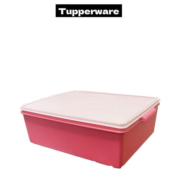 8/7まで【Tupperware】スーパーケース クリア&ピンク(中古)1点