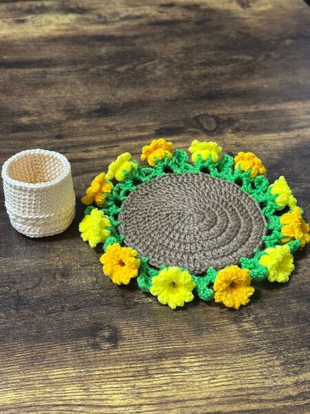 直径約12cm お花のぬいぐるみマット