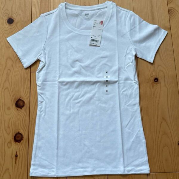 ユニクロ スピーマコットンT M 白 ホワイト 半袖Tシャツ レディース