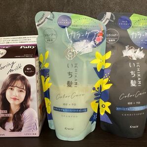 Paltyヘアカラー、いち髪シャンプー&コンディショナー 3点セット