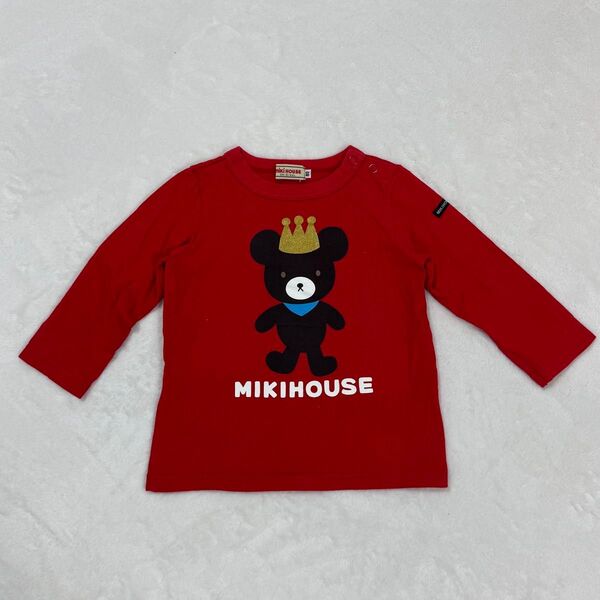 ミキハウス mikihouse キングくん 長袖Tシャツ ロンティ 通年 保育園 着替え 赤 80