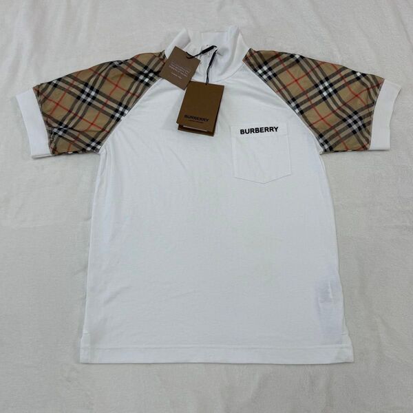 未使用訳あり 新品タグ付き バーバリー キッズ 大人 袖切り替え トップス Tシャツ 半袖