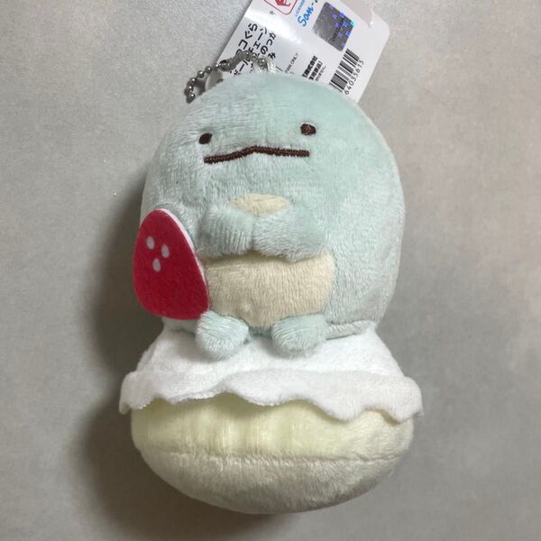 【美品】すみっコぐらし ケーキにのっかりぬいぐるみ ポールチェーン とかげ マスコット 雑貨