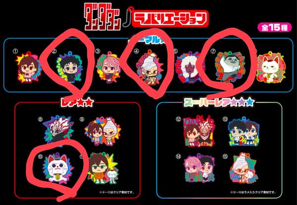 ダンダダン ラバリエーション ターボババア、セルポ星人、聖子、 オカルン 4個セット 未開封 キーホルダー ラバーマスコット