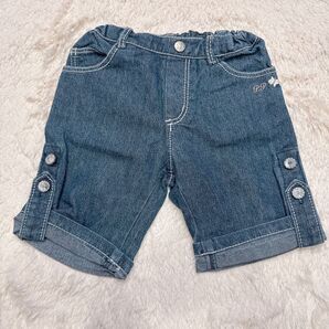 K177 pom ponette baby 《100》 デニム ジーンズ ハーフパンツ きらきら 刺繍 キッズ 子ども服 女の子
