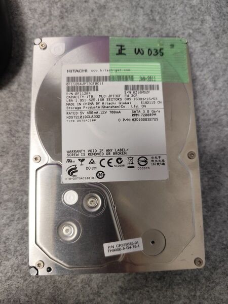 W035 HITACHI 1TB 中古HDD 正常 HDS721010CLA332