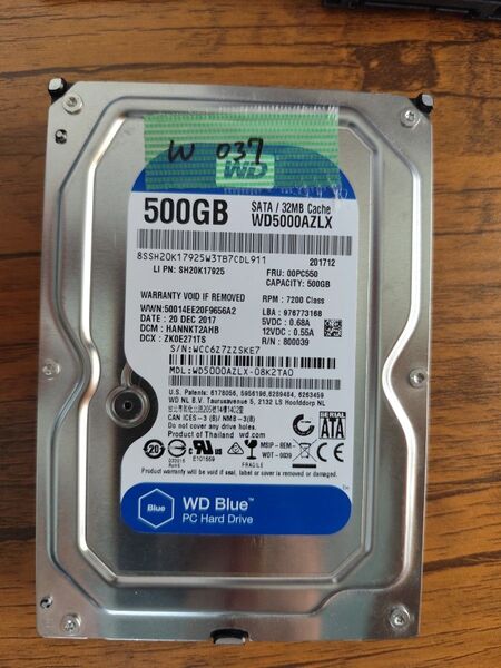 w037中古HDD Western digital 500GB3.5インチ SATA