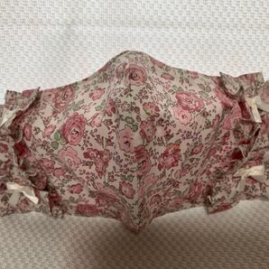 立体インナー 花柄 薔薇 白 フリル リボン リバティプリント ハンドメイド