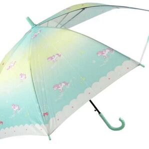 傘 子供用 女の子55㎝ グラスファイバー ユニコーン ジャンプ ブルー 雨傘 長傘 かさ 雨傘
