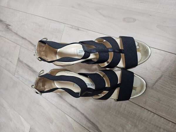 JIMMY CHOO パンプス サンダル 黒 ゴールド ジミーチュウ