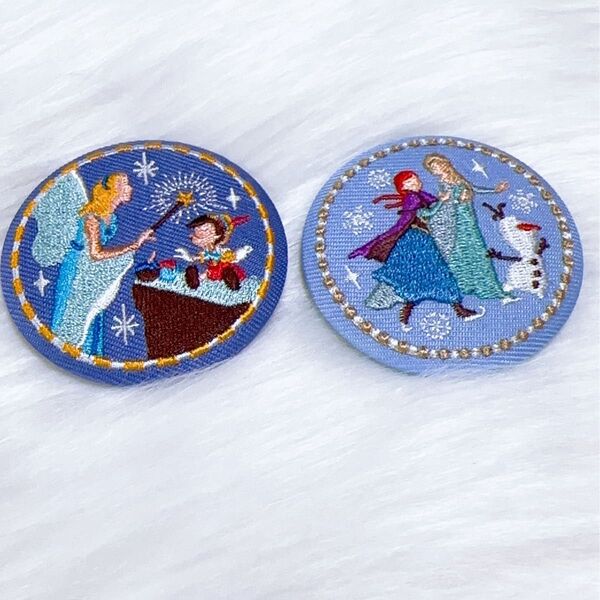ディズニー 刺繍缶バッジ アナと雪の女王 ピノキオ