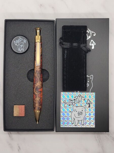 新品 こぶた工房 極上花梨瘤 紅白 シャープペンシル0.5mm