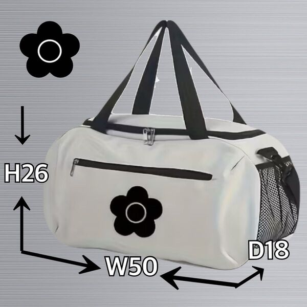 【新品】デイジーマーク 2way スポーツバッグ/ホワイト スポーツ・ジム・ヨガ・旅行・大容量スポーツバッグ ボストンバッグ