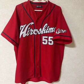 【特別価格美品】 広島 エルドレッド ハイクオリティ ユニフォーム 55 赤 野球 L 広島東洋カープ DESCENTE