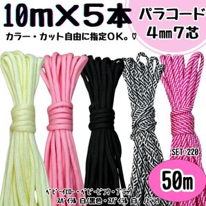 パラコード ハンドメイド 50m 黄色 ピンク 黒 螺旋 白 リード ストラップ