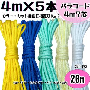 パラコード 20m ハンドメイド 黄色 青 ティファニーブルー 白 リード 首輪