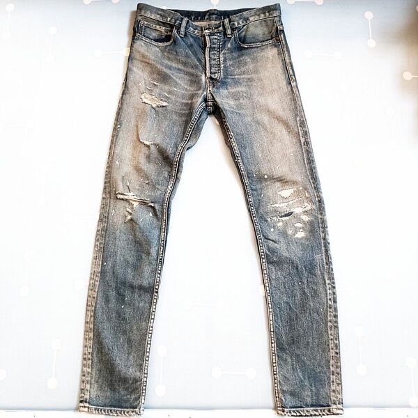 MINEDENIM マインデニム ダメージ加工 ペイント スキニーデニムパンツ