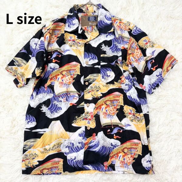 Blue gill ALOHA shirt 和柄 富士山 ブルーギル アロハシャツ オープンカラー