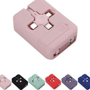 充電ケーブル 3 In 1 ピンク ライトニングType C Micro USB