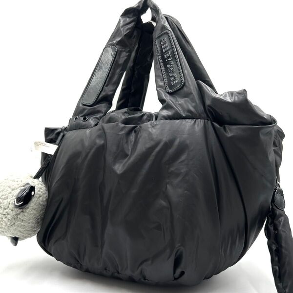美品 シーバイクロエ SEE BY CHLOE ジョイライダー トートバッグ ハンド ナイロン 肩掛け 羊チャーム ブラック 黒