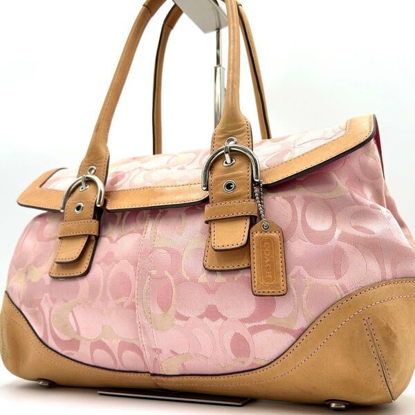 コーチ COACH ショルダーバッグ ハンドバッグ シグネチャー トート ピンク 肩掛け ヌメ革 ピンク