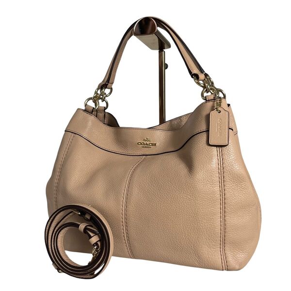 COACH コーチ ワンショルダーバッグ 2way 肩掛け ハンドバッグ 斜め掛け クロスボディ レザー ピンクベージュ23537